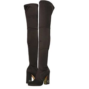 Satin Black Thigh High OTK boots